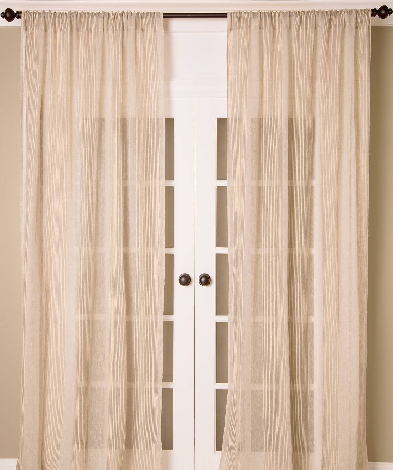 Pure Linen Stripe Drapery Panel, Natural