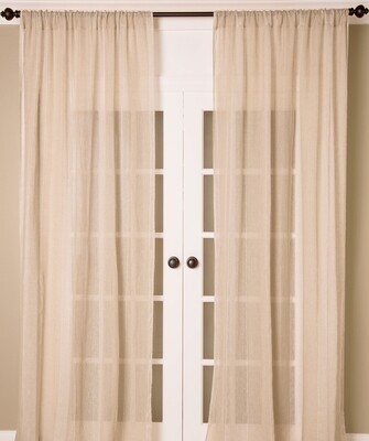 Pure Linen Stripe Drapery Panel, Natural