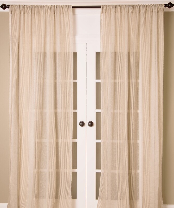 Pure Linen Stripe Drapery Panel, Natural