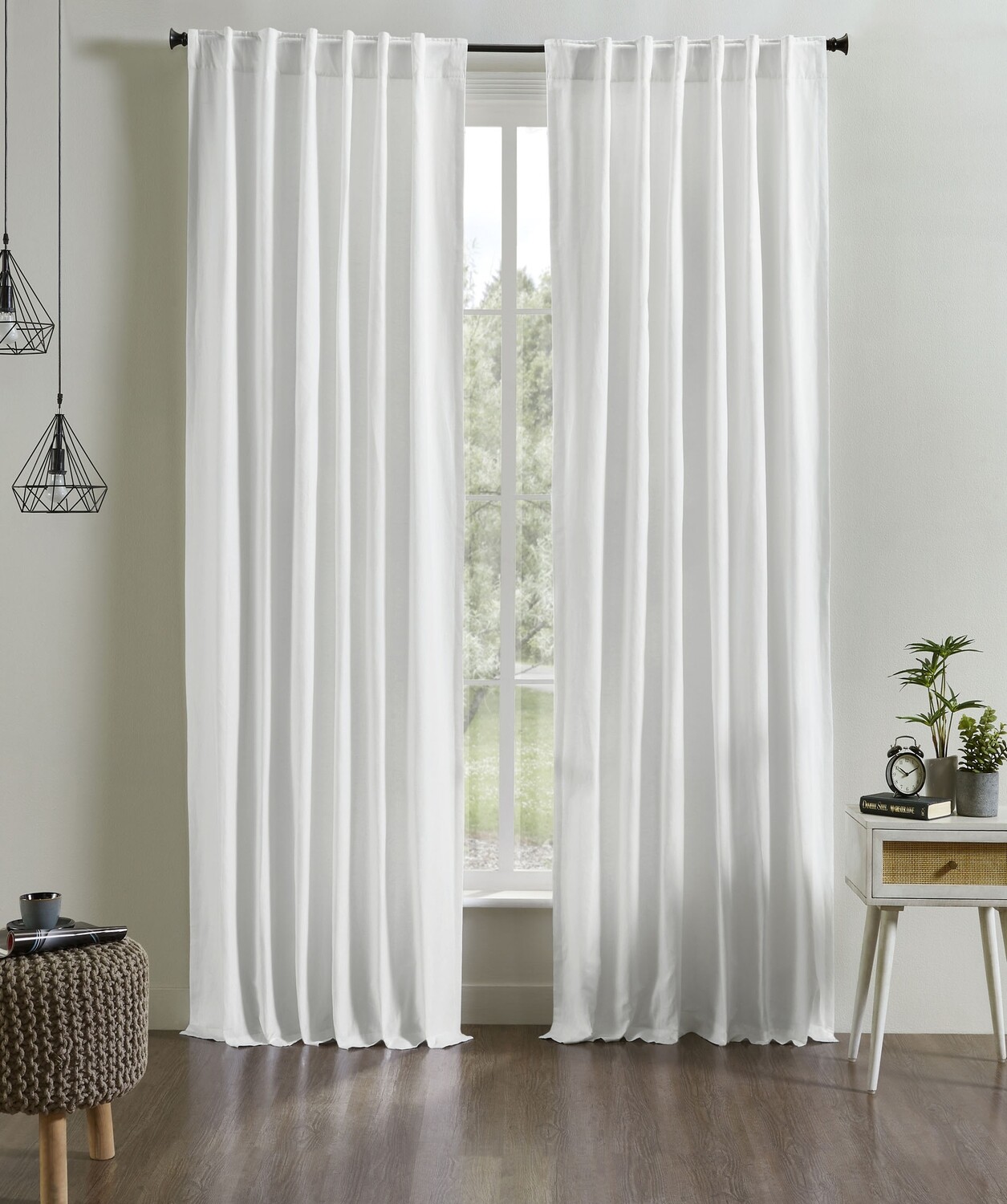 White Lined Linen/Cotton Panel