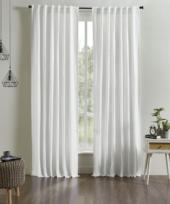 White Lined Linen/Cotton Panel