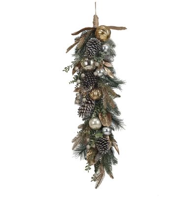 Pine Swag W/ Ornaments &amp; Pinecones