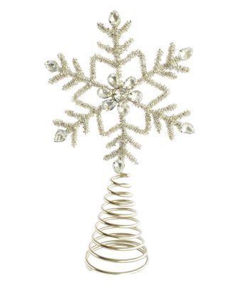 Glass Bead Snowflake Tree Topper, 9" Silver