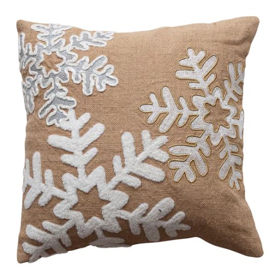 Jute Snowflake Pillow, 18"