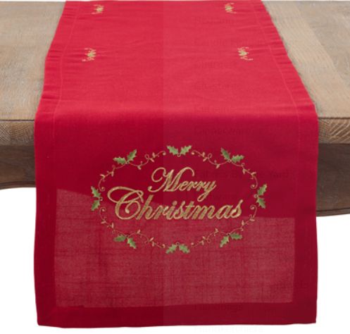 Red Merry Christmas Table Runner, 72"