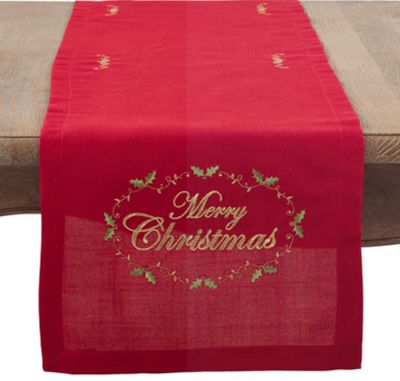 Red Merry Christmas Table Runner, 72"