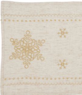 Gold Embroidered Snowflake Table Runner, 72"