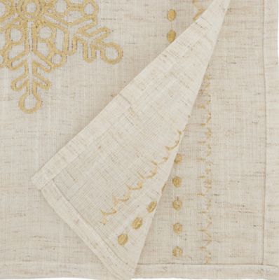 Gold Embroidered Snowflake Table Runner, 72"