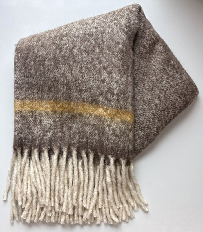 Mohair Acrylic/Wool Throw, Brown