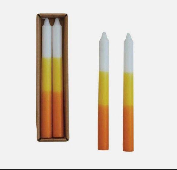 Candy Corn Taper Candles, Set Of 2