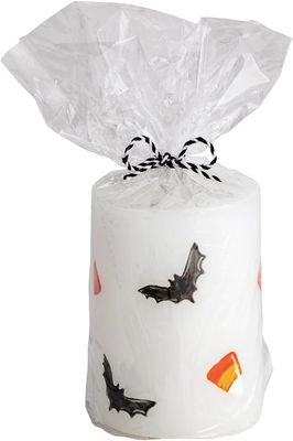 Halloween Pillar Candle, White