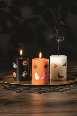 Halloween Pillar Candle, Orange