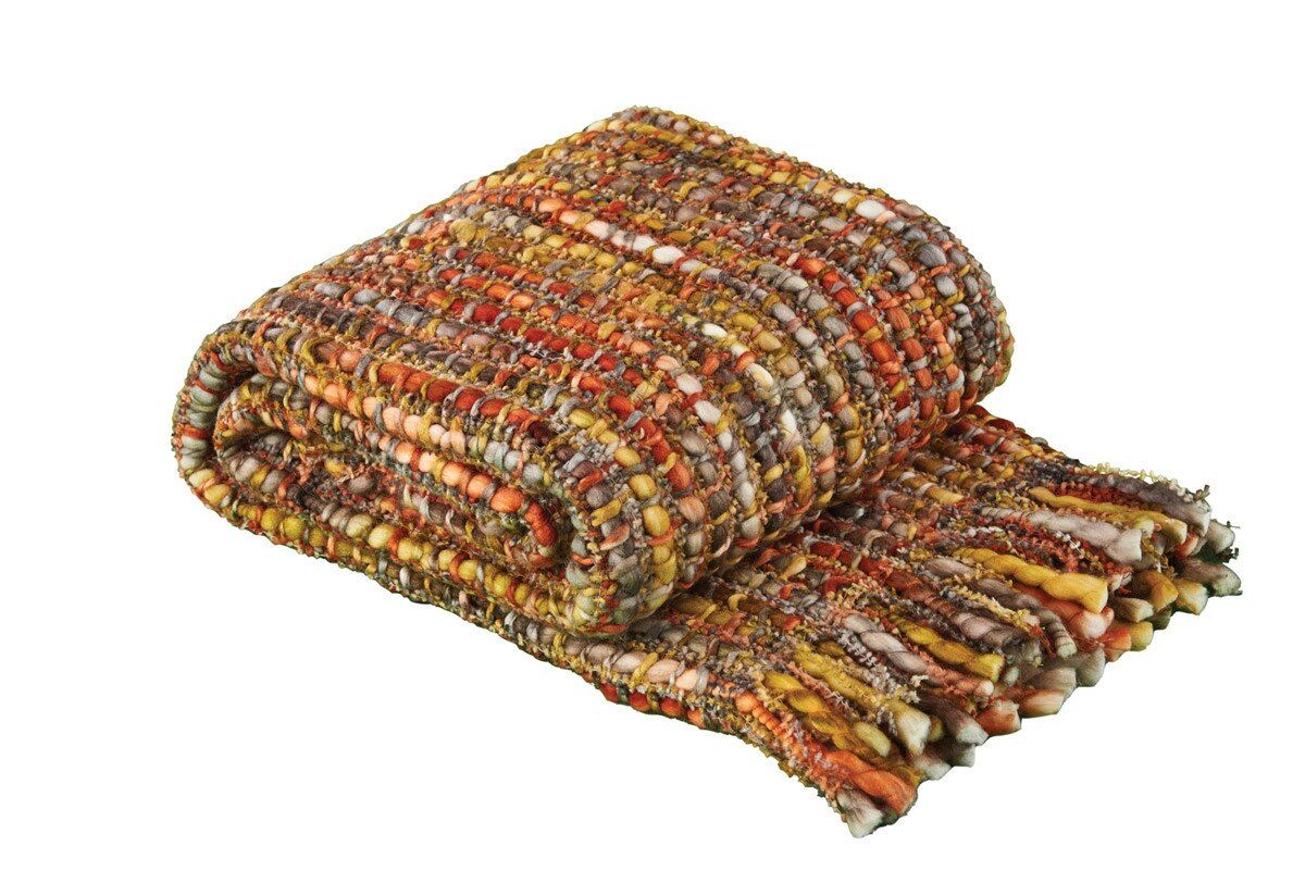 Chunky Knit Throw, Orange Multi