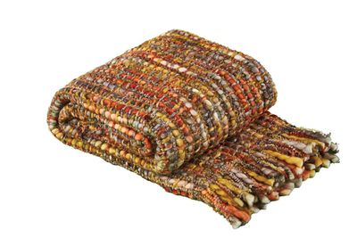 Chunky Knit Throw, Orange Multi