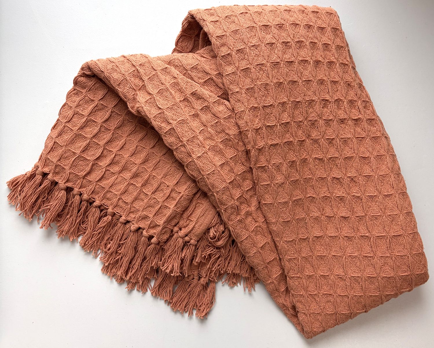Waffle Weave Throw, Light Rust