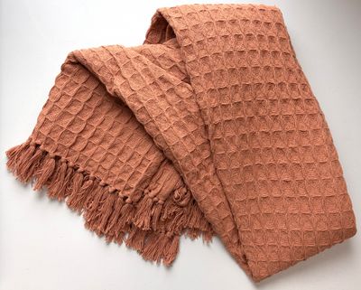 Waffle Weave Throw, Light Rust