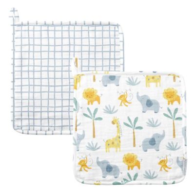 Muslin Washcloth Set Of 2, Zoo