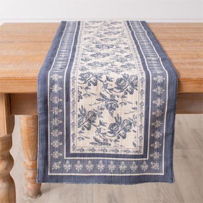 French Blue Floral Table Runner