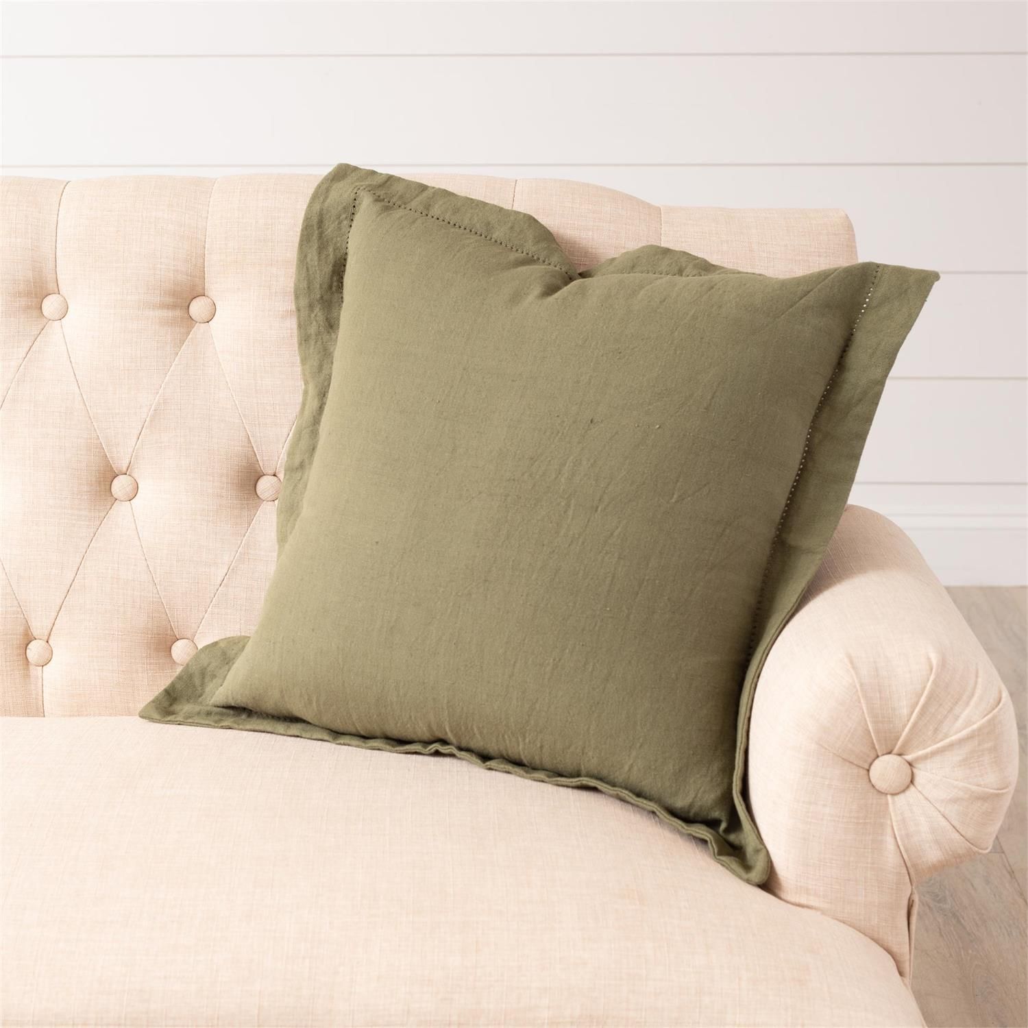Green Linen/Cotton Pillow, 18"