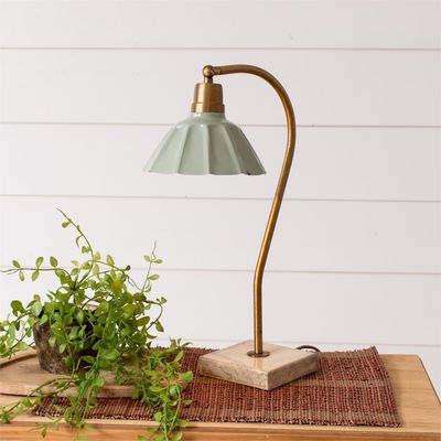Metal Gooseneck Lamp W/ Green Shade