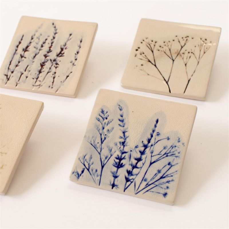 Pressed Wildflowers Coasters, Set Of 4