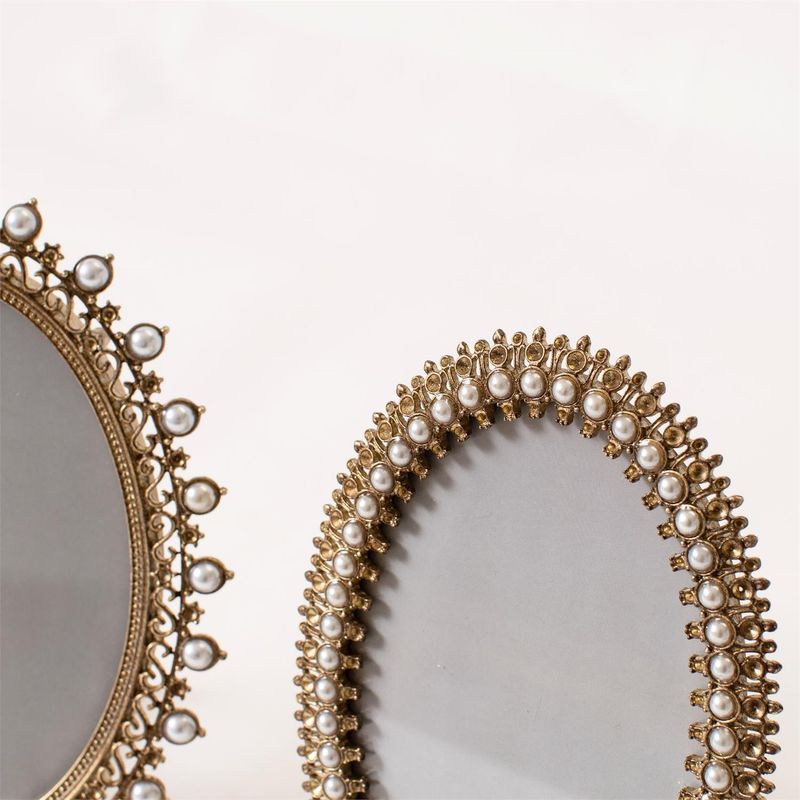 Gold Filagree &amp; Pearl Photo Frame
