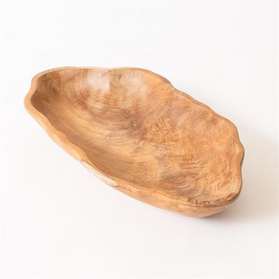 Oblong Teak Decorative Bowl