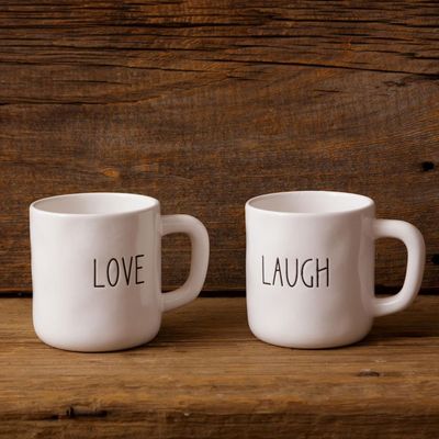 White Ceramic Mugs W/ Sayings
