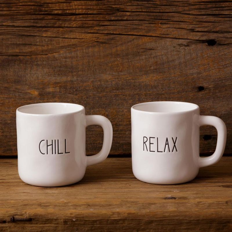 White Ceramic Mugs W/ Sayings