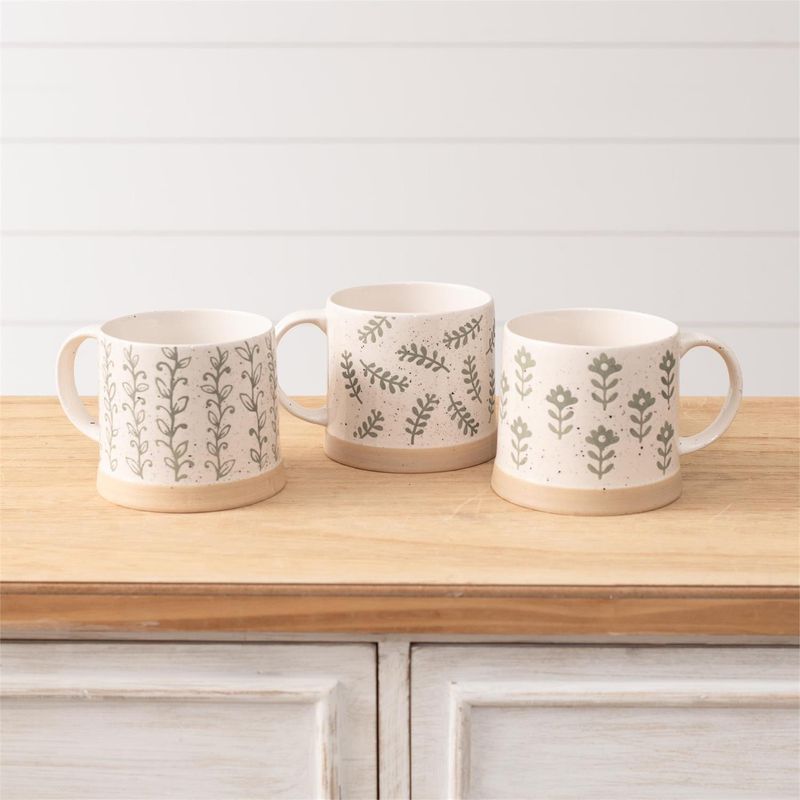 Green Leaf Stoneware Mug