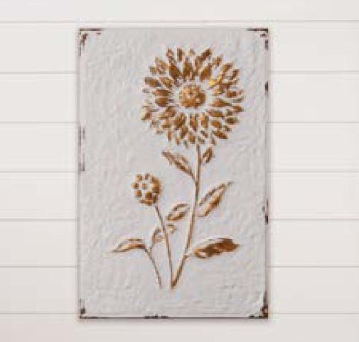 Gold Metallic Sunflower Metal Wall Hanging