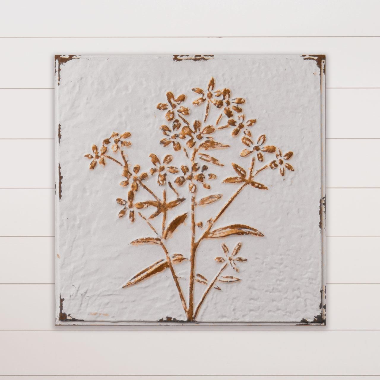 Gold Metallic Wildflowers Metal Wall Hanging