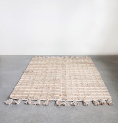 Kristy Jute &amp; Cotton Rug W/ Tassels Natural &amp; Cream