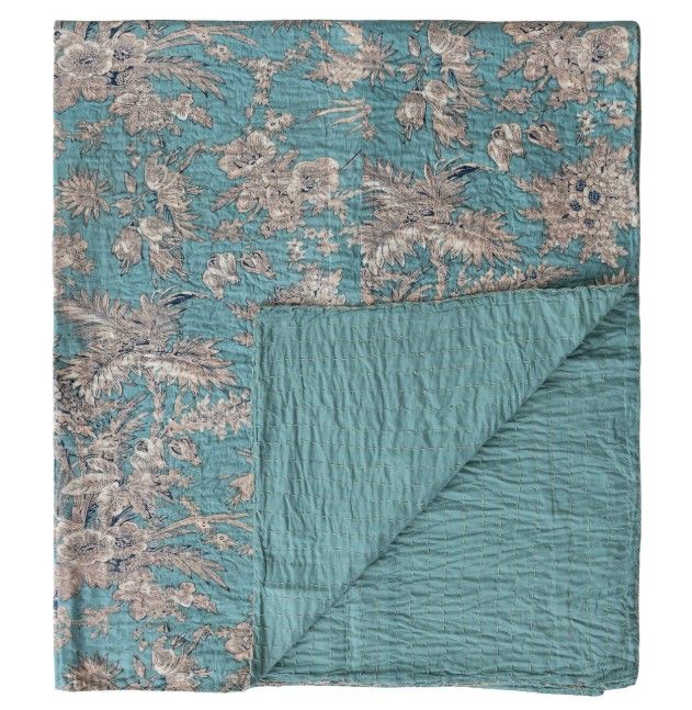 Blue Kantha Stitch Throw