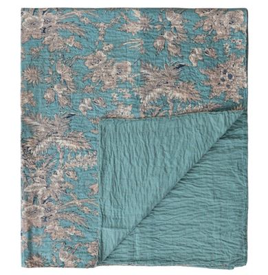Blue Kantha Stitch Throw
