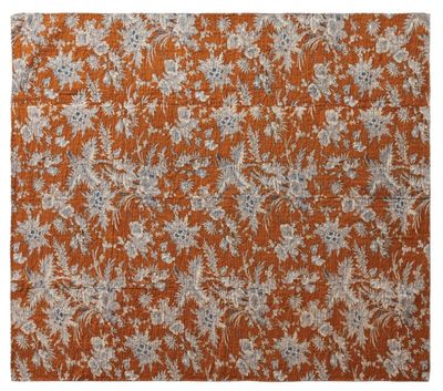 Orange Kantha Stitch Throw