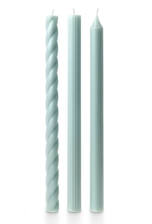 Light Blue Tapers, Set Of 3
