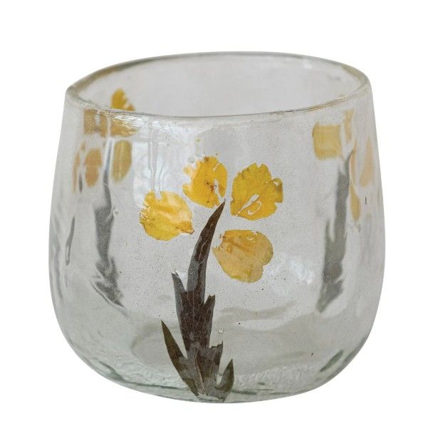 Floral Glass Votive Holder