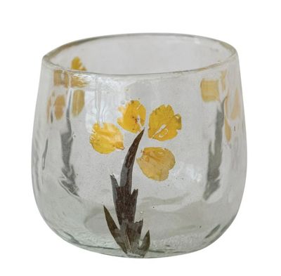 Floral Glass Votive Holder