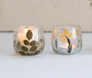 Floral Glass Votive Holder