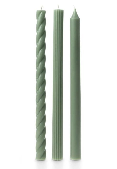 Sage Green Tapers, Set Of 3