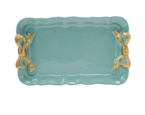 Painted Metal Tray W/ Bows