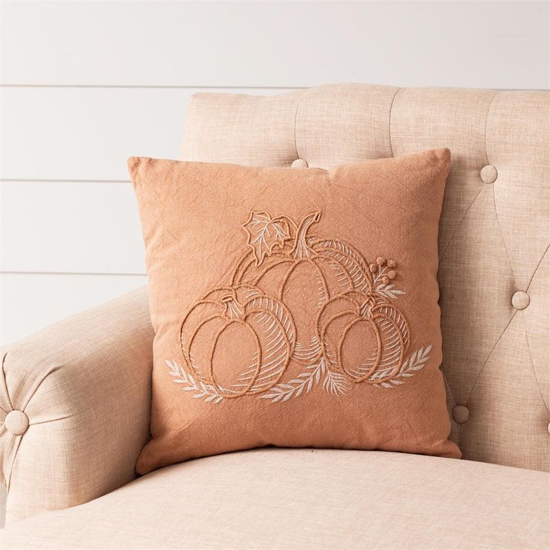 Stonewashed Orange Pumpkin Pillow, 16"