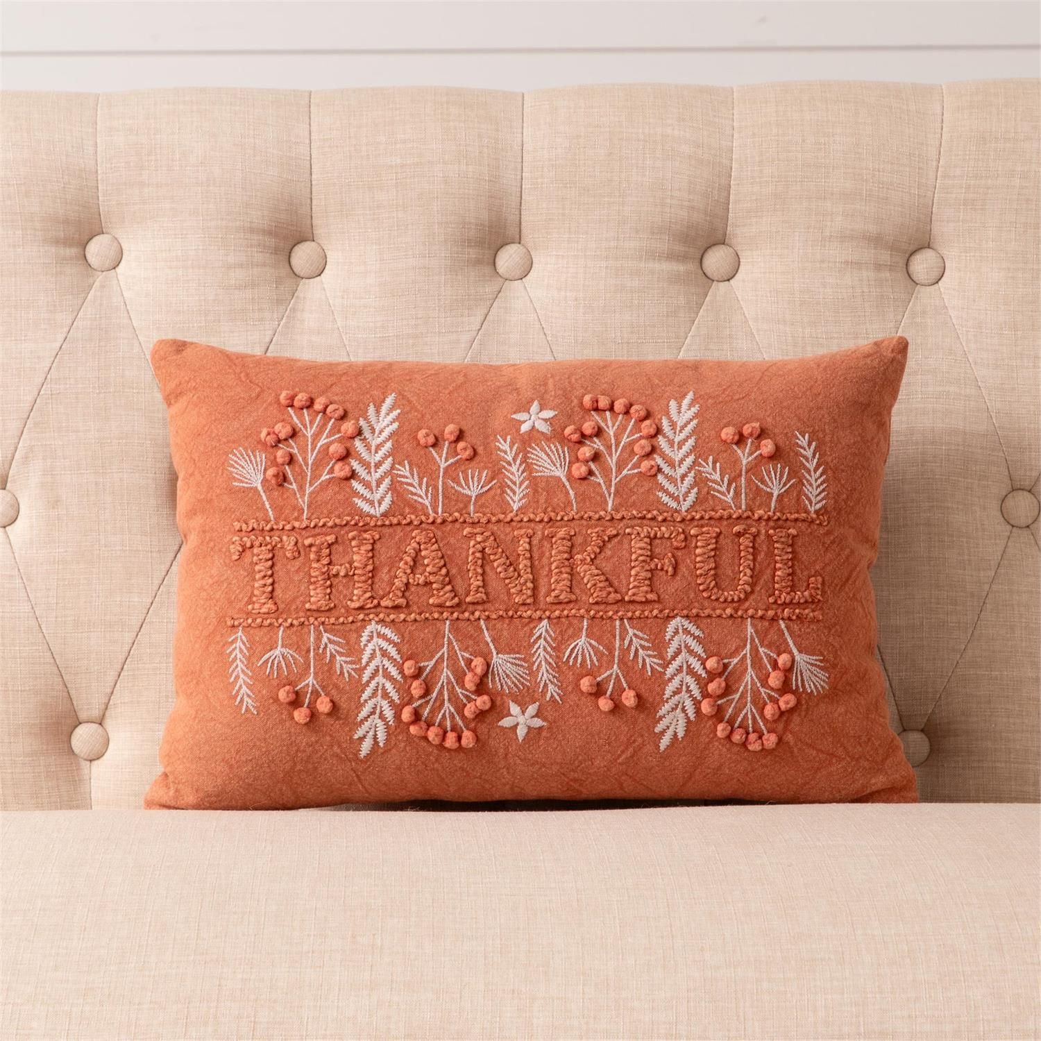 "Thankful" Pillow, 12x18