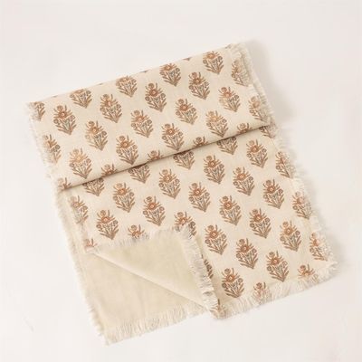 Ivory Block Print Table Runner, 14x72