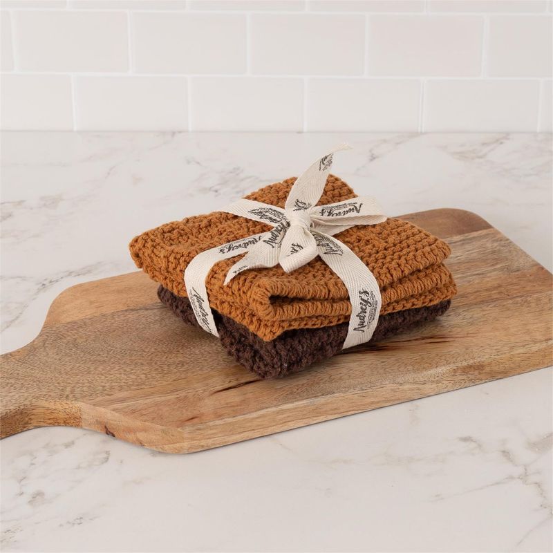 Fall Colors Knit Dishcloth, Set Of 2