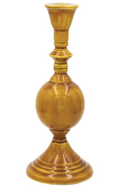 Enameled Metal Taper Holder, Mustard