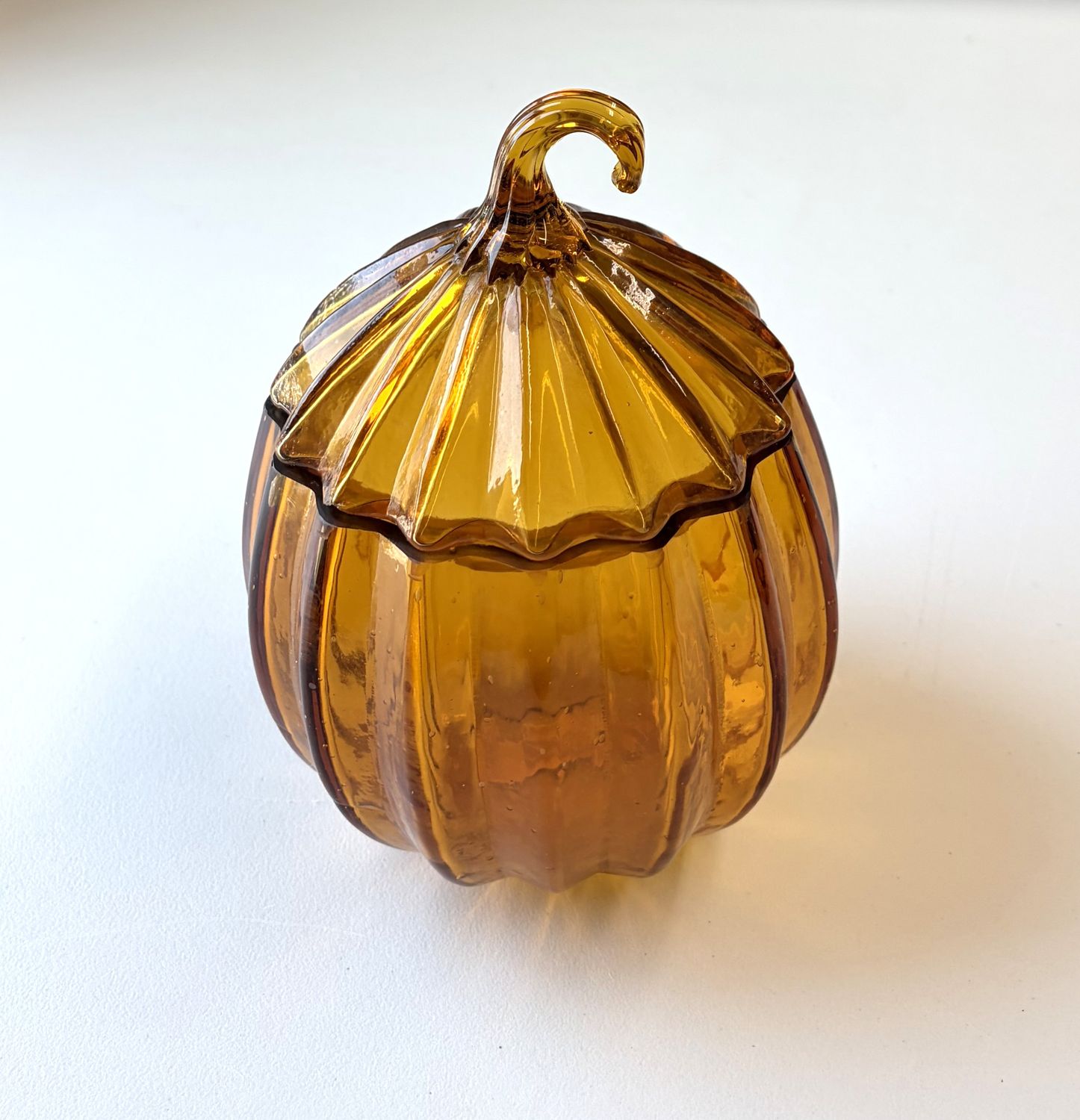 Glass Pumpkin Jar W/ Lid