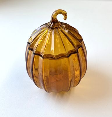 Glass Pumpkin Jar W/ Lid