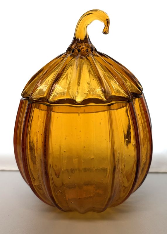 Glass Pumpkin Jar W/ Lid